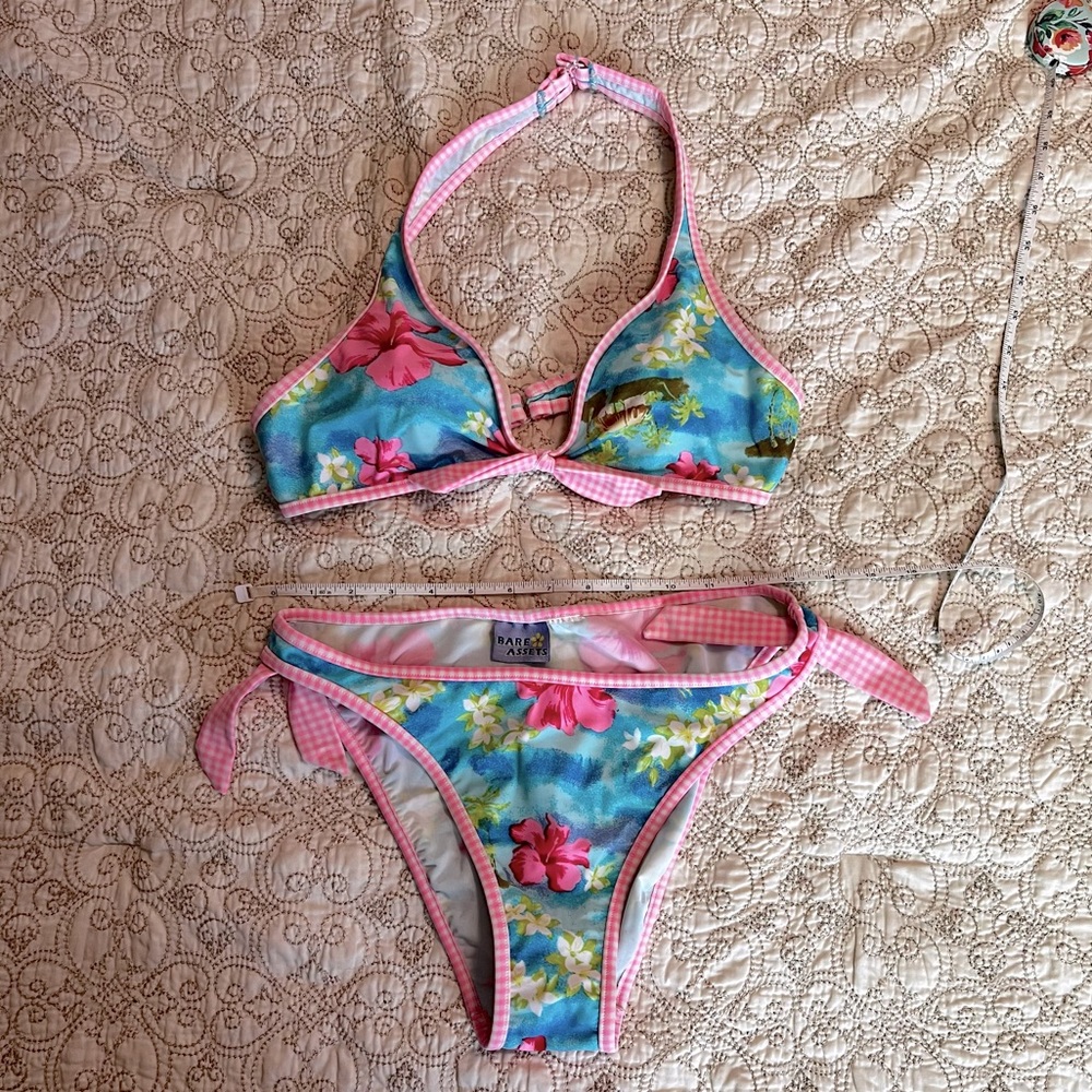 Bare Assets Tropical Floral Bikini/ Blue & Pink